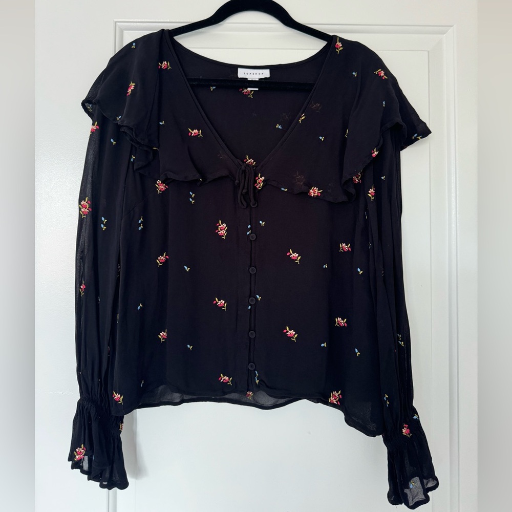 Topshop Sheer Floral Blouse – Size 8